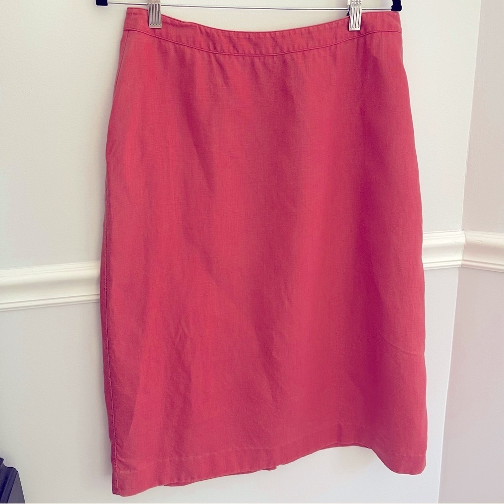 LLBean A line linen skirt, salmon pink Size 14 R